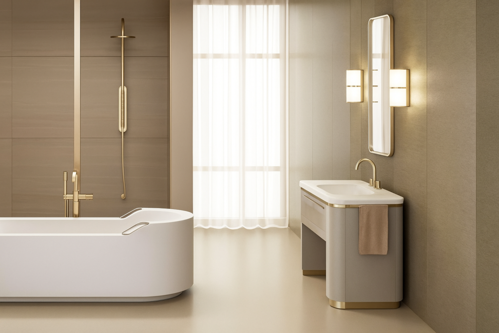 Luxurious ARMANI ROCA bathroom showers in Bangalore modern interiors