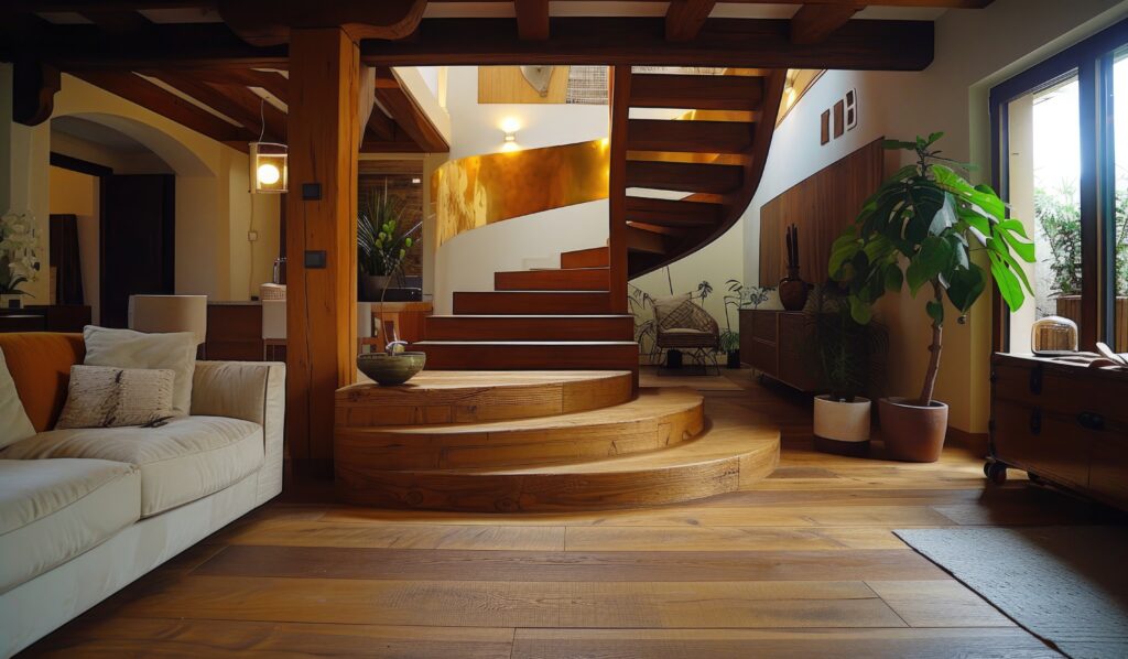 Elegant wooden flooring enhancing a stylish, personalized home interior