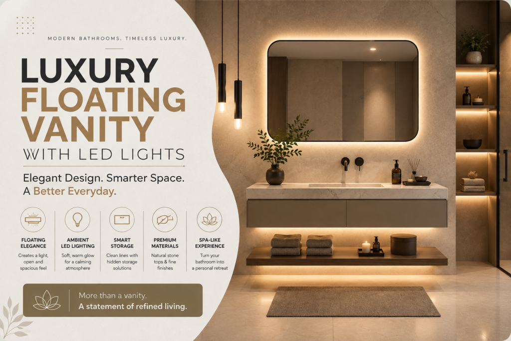 luxury floating vanity with led lights