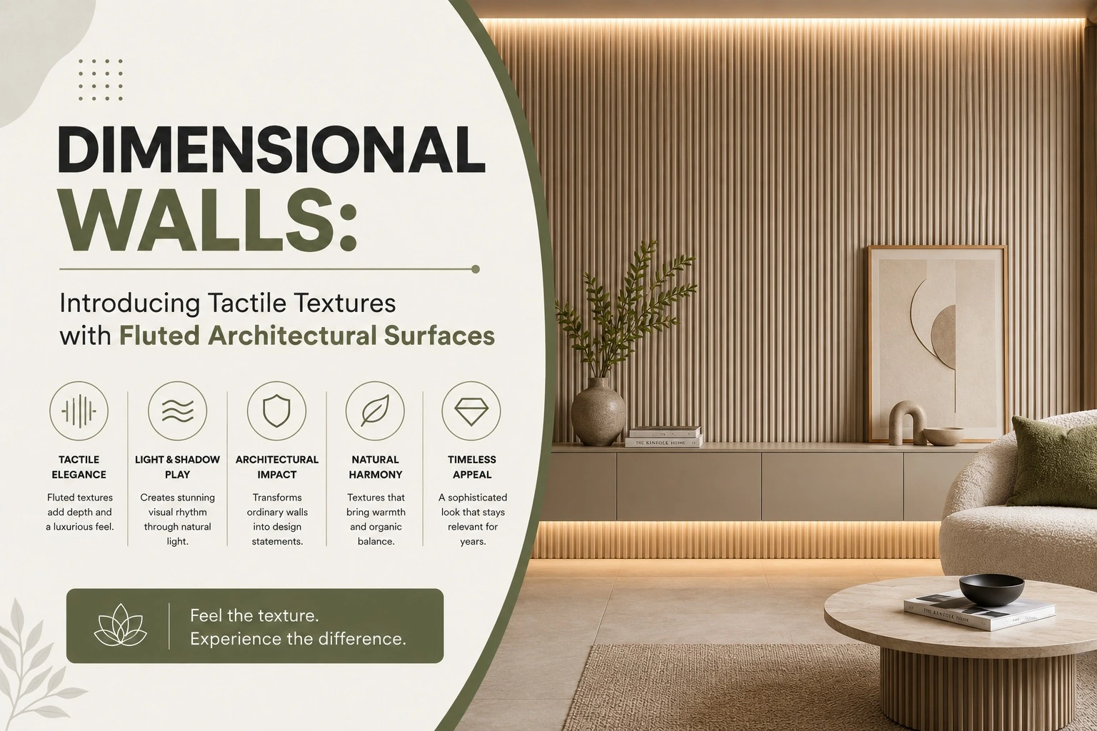 fluted wall panels for living room